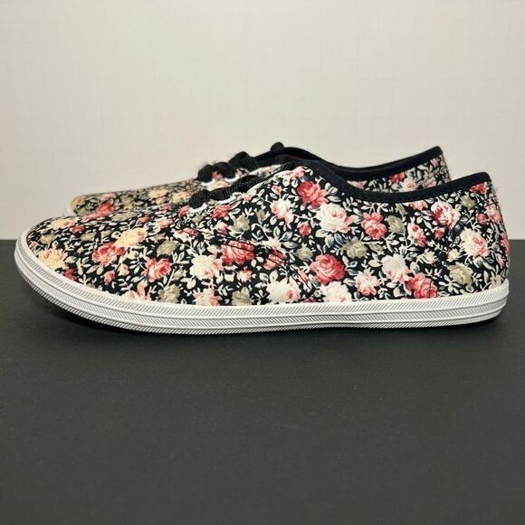 Womens Floral Print Low Top Casual Sneakers / Size 8 - Picture 3 of 9